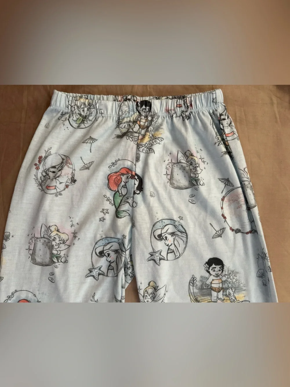 Disney Character Print Light Blue Pajama Pants - Disney Princesses as Babies